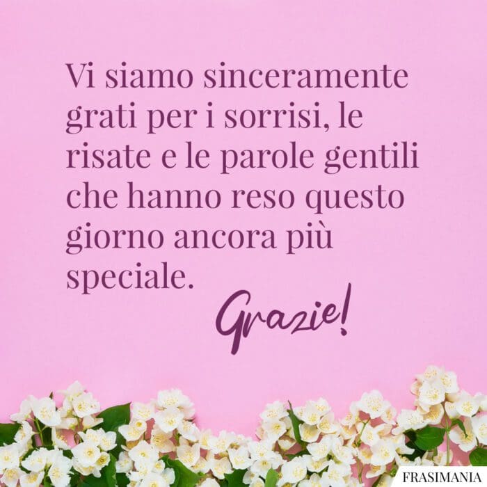 Frasi ringraziamento Comunione sorrisi