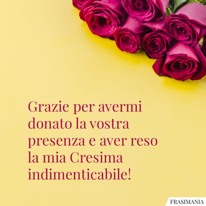 Frasi ringraziamento Cresima presenza