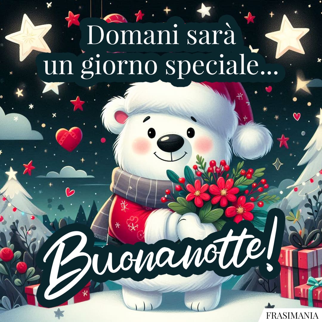 Domani sarà un giorno speciale... Buonanotte!