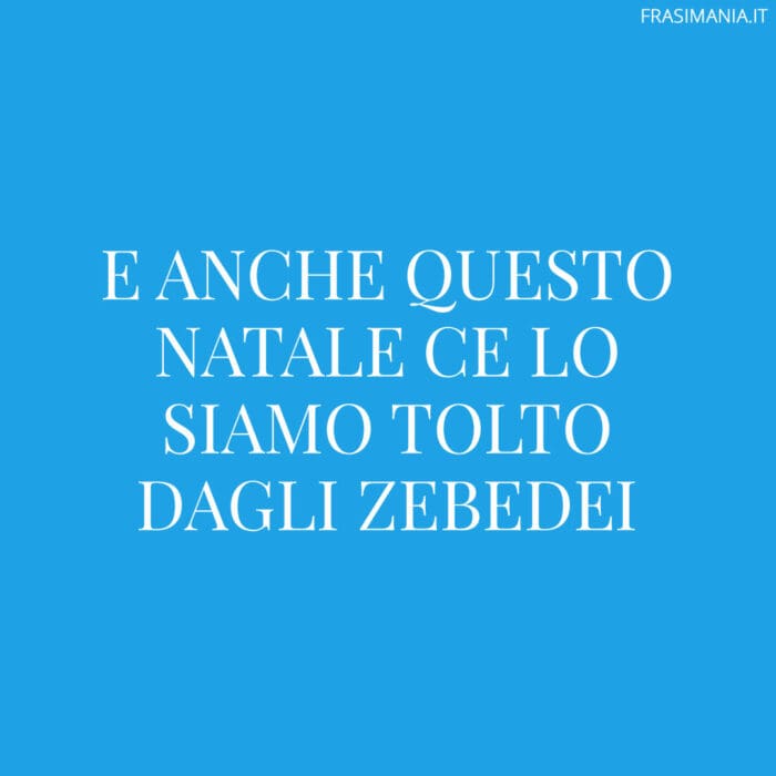 E anche questo Natale ce lo siamo tolti dagli zebedei.