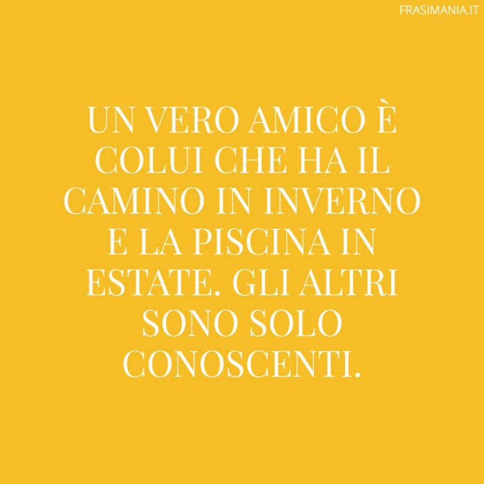 Un vero amico è colui che ha il camino in inverno e la piscina in estate. Gli altri sono solo conoscenti.