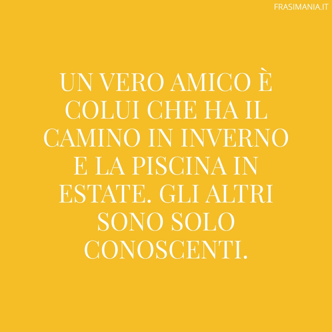 Un vero amico è colui che ha il camino in inverno e la piscina in estate. Gli altri sono solo conoscenti.