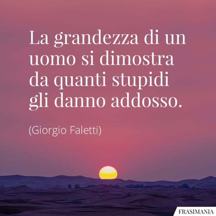 La grandezza di un uomo si dimostra da quanti stupidi gli danno addosso.