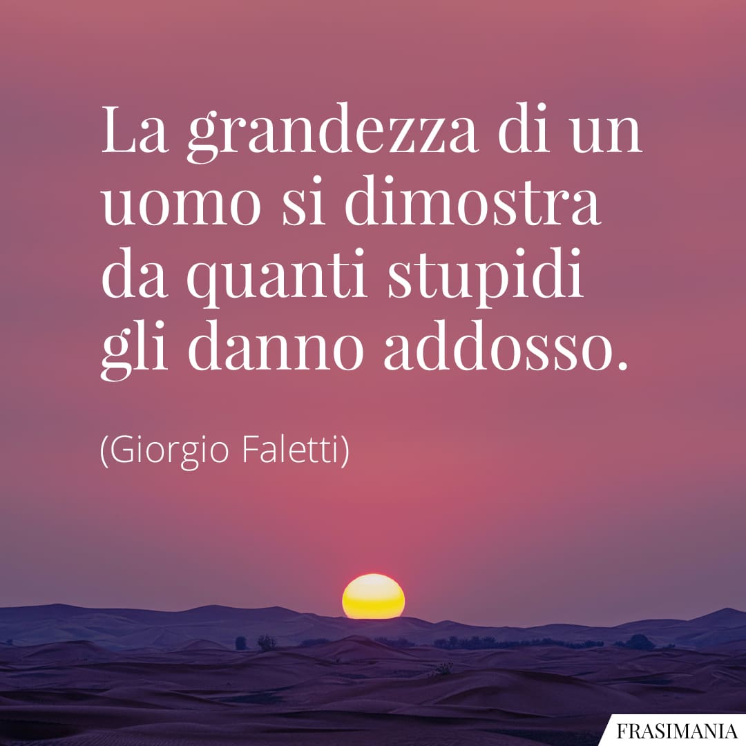 La grandezza di un uomo si dimostra da quanti stupidi gli danno addosso.