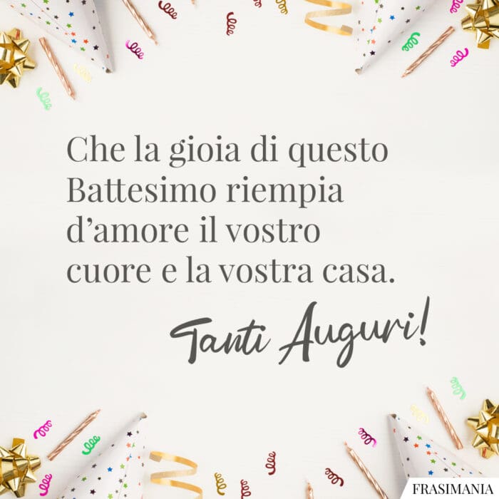 Che la gioia di questo Battesimo riempia d’amore il vostro cuore e la vostra casa. Tanti Auguri!