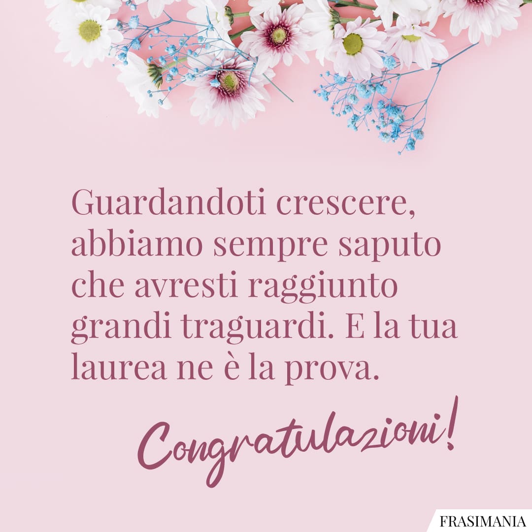 Guardandoti crescere, abbiamo sempre saputo che avresti raggiunto grandi traguardi. E la tua laurea ne è la prova. Congratulazioni!