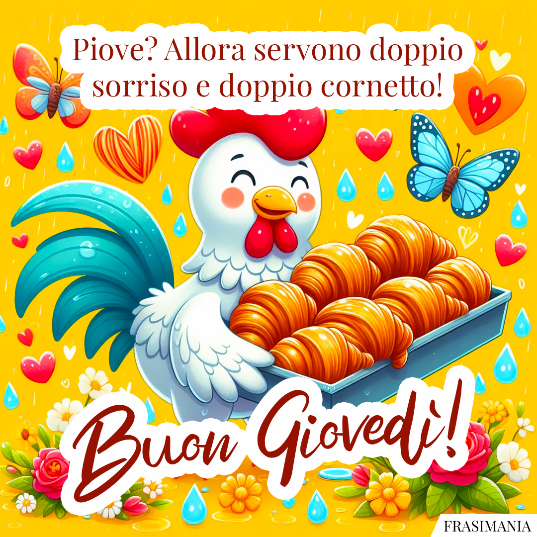 Piove? Allora servono doppio sorriso e doppio cornetto! Buon Giovedì!
