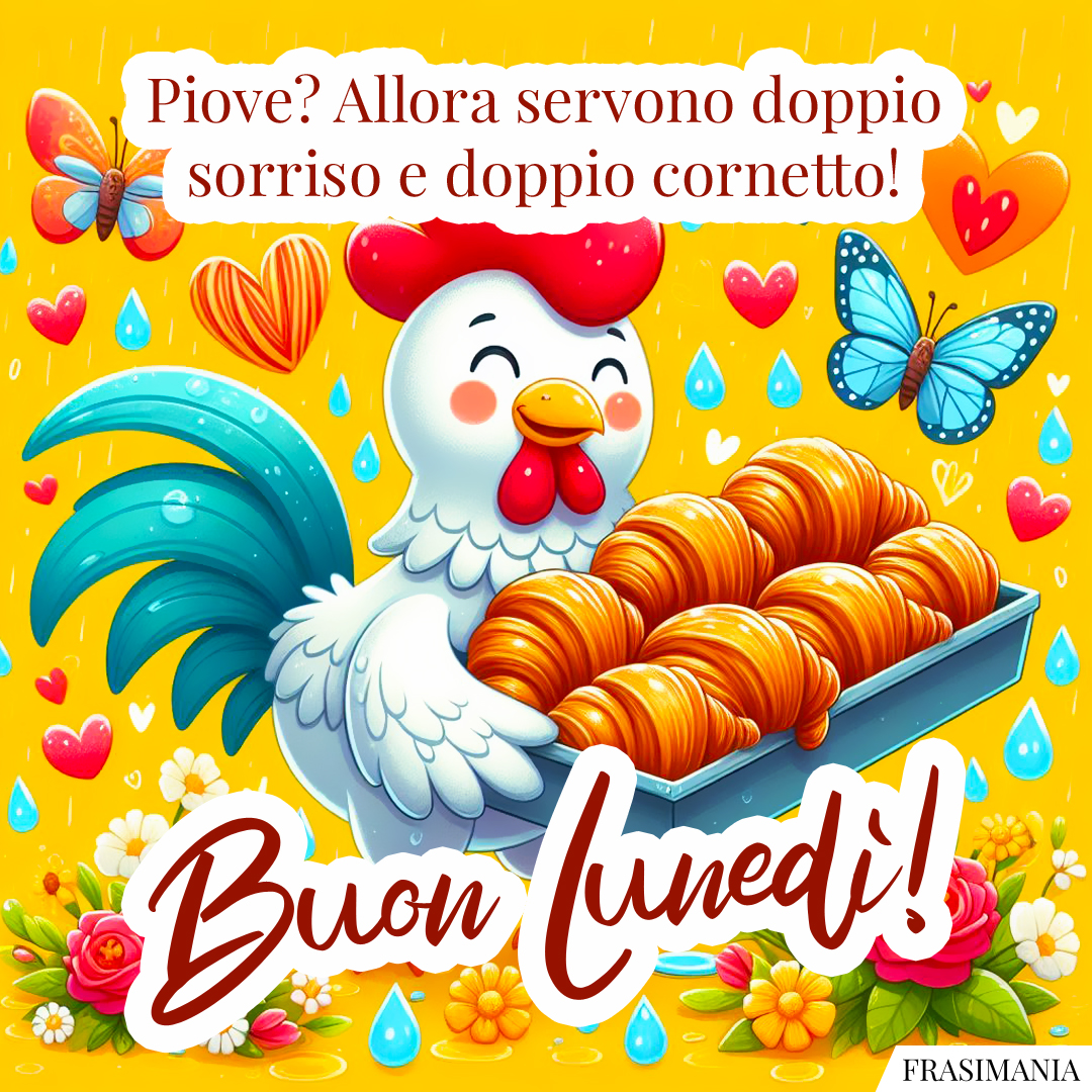 Piove? Allora servono doppio sorriso e doppio cornetto! Buon Lunedì!