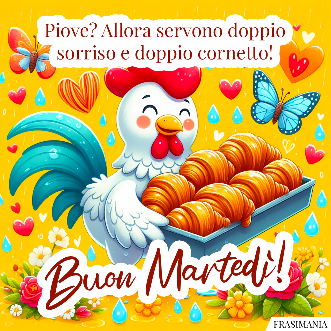Piove? Allora servono doppio sorriso e doppio cornetto! Buon Martedì!