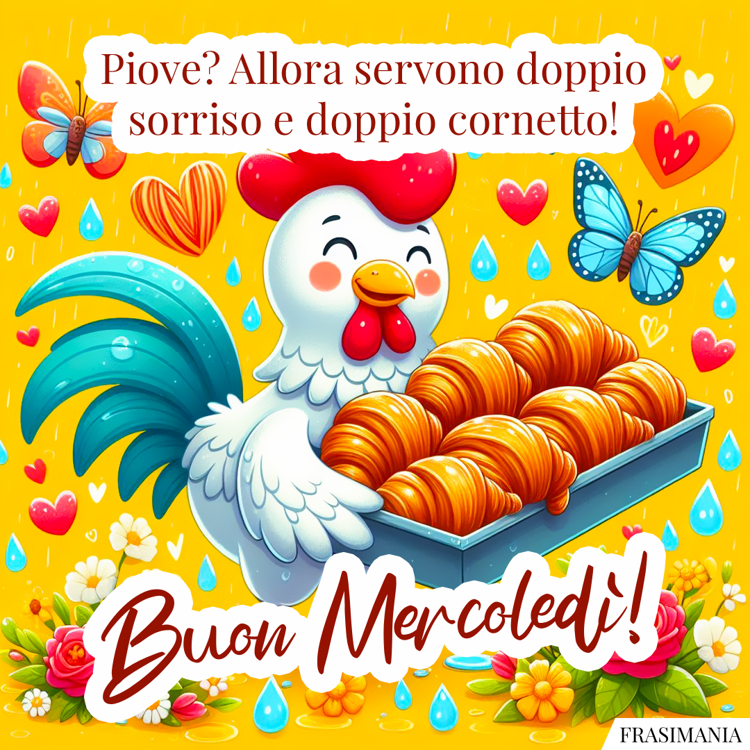 Piove? Allora servono doppio sorriso e doppio cornetto! Buon Mercoledì!