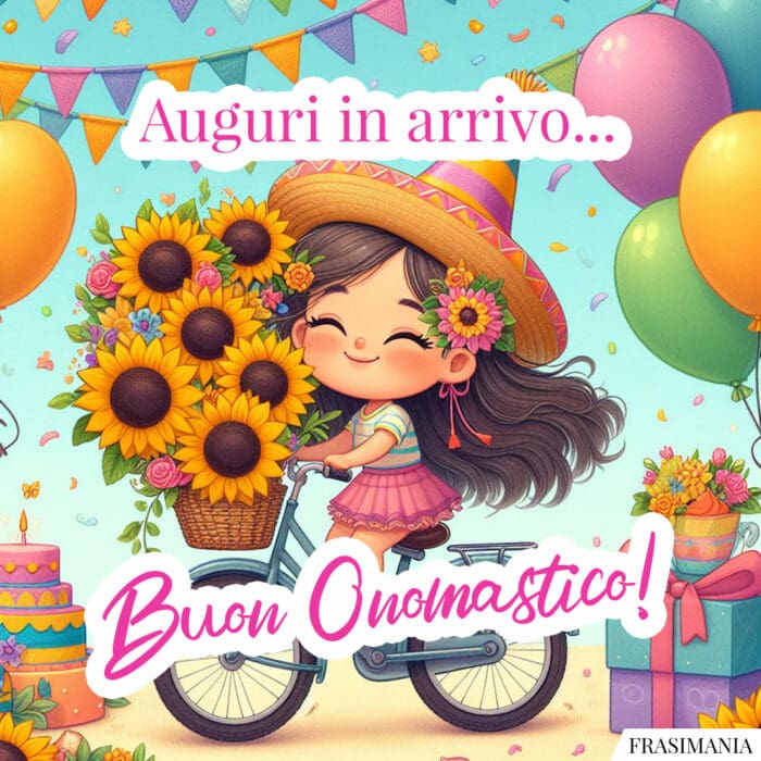 Buon onomastico auguri bimba arrivo