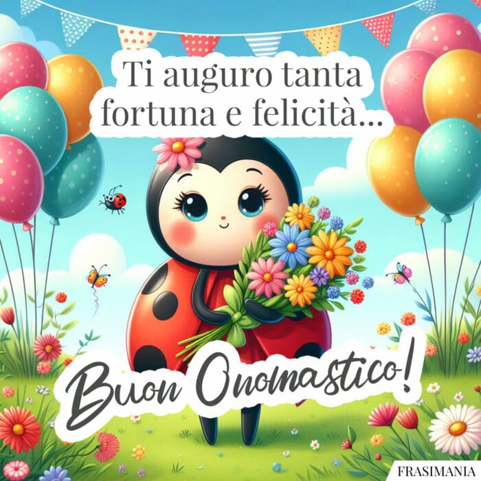 Buon onomastico coccinella felicità