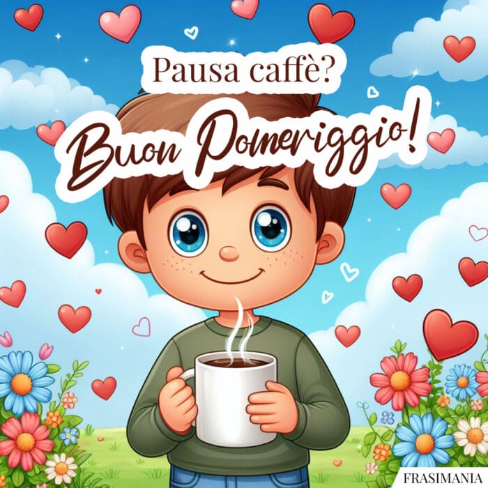 Buon pomeriggio bimbo pausa caffè