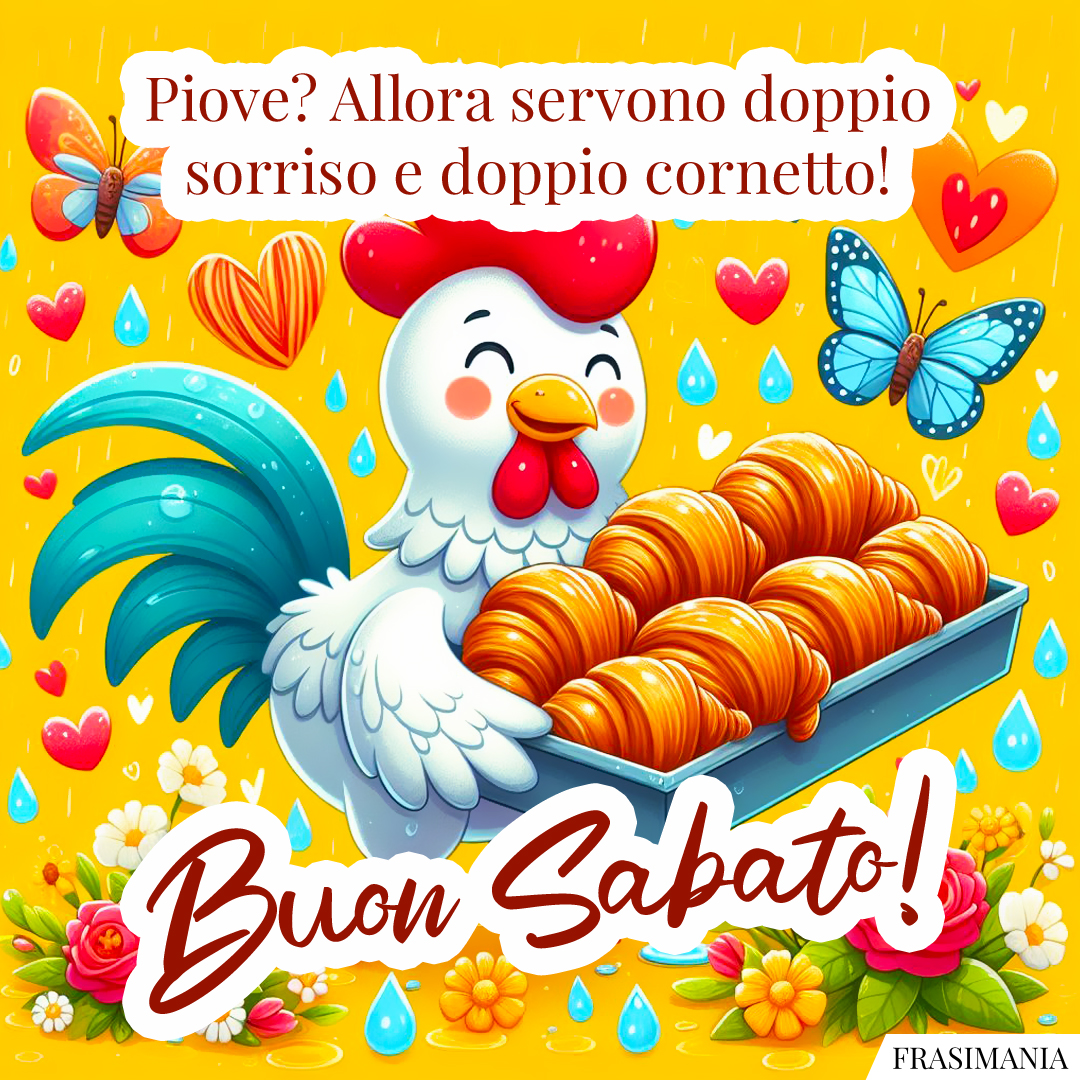 Piove? Allora servono doppio sorriso e doppio cornetto! Buon Sabato!
