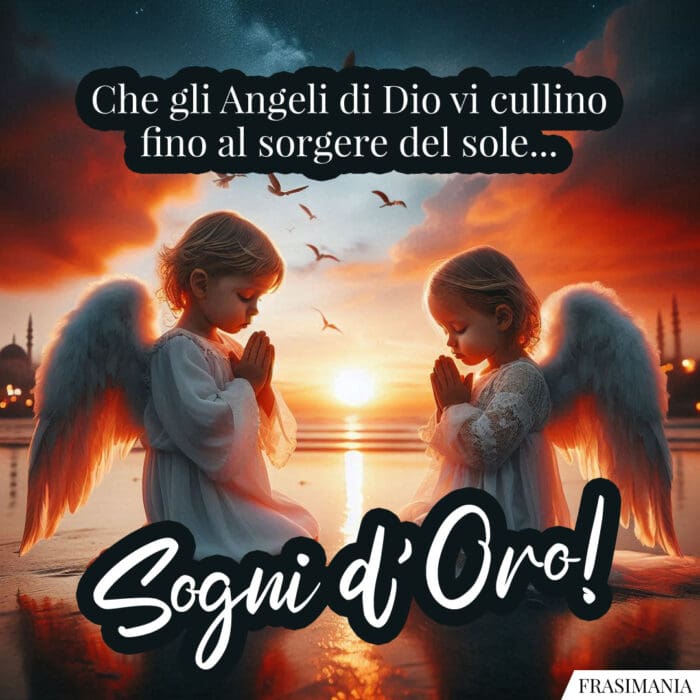 Che gli Angeli di Dio vi cullino fino al sorgere del sole… Sogni d’Oro!