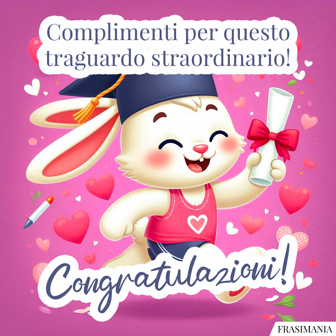 Complimenti per questo traguardo straordinario! Congratulazioni!