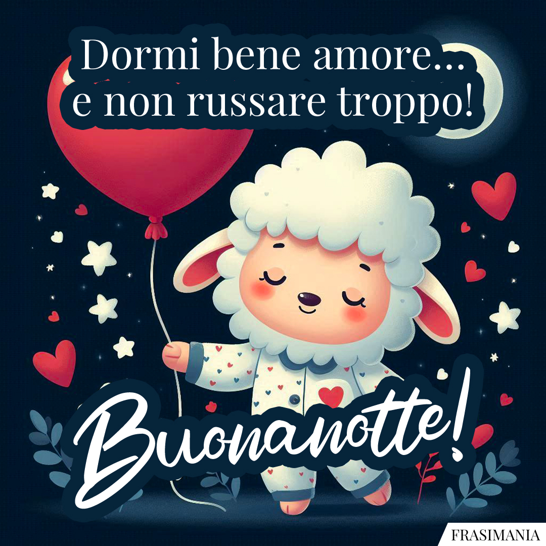 Dormi bene amore… e non russare troppo! Buonanotte!