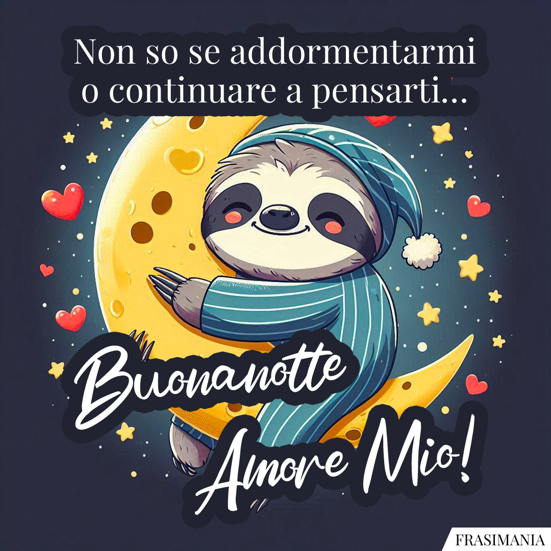 Non so se addormentarmi o continuare a pensarti… Buonanotte Amore Mio!