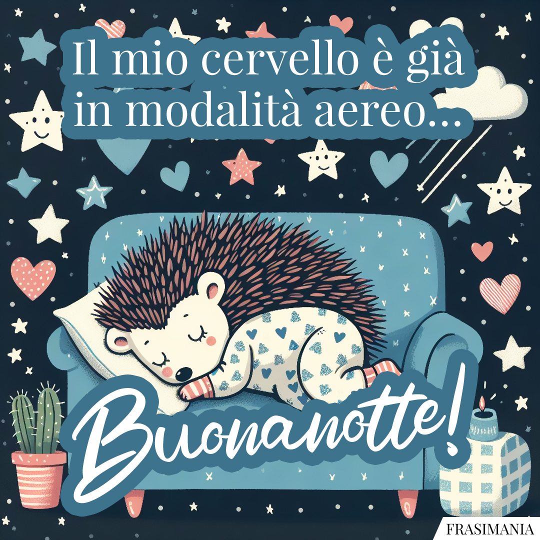 Il mio cervello è già in modalità aereo… Buonanotte!