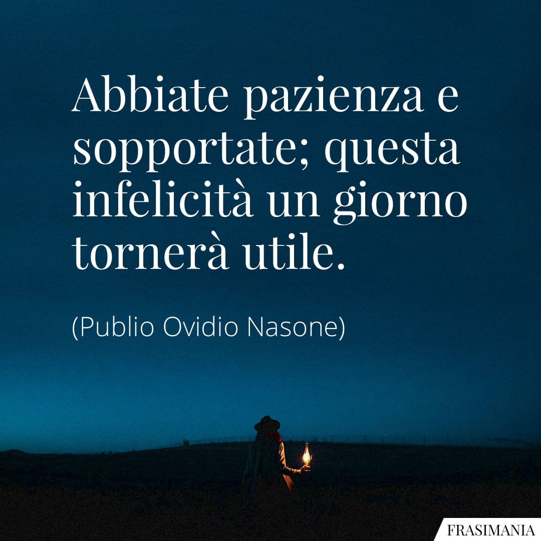 Abbiate pazienza e sopportate; questa infelicità un giorno tornerà utile.
